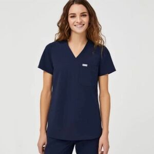 VGUC Figs Catarina One Pocket Women's Scrub Top Navy Blue Size M